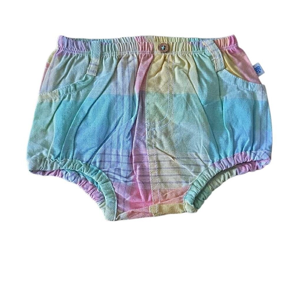 Ruffle Butts Girls Size 18-24 Months Cheerful Rainbow Plaid Bloomer Bottoms